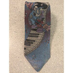 Balancine Disney Tie Mens Rock N Roll Mickey Mouse Musical Piano Vintage3.25x55